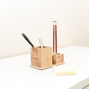 Wood pencil holder Desk organization Pencil storage Wooden pencil holder Wooden pen holder image 3