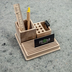 Wood desk organiser Pencil holder Pen holder Boyfriend gift ideas