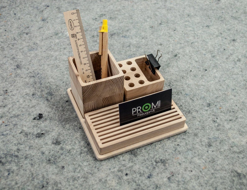 Wood desk organiser Pencil holder Pen holder Boyfriend gift ideas image 1