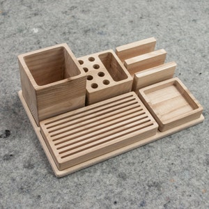 Desk organization Wooden organizer Desk organizer Office organization Desk storage Phone holder