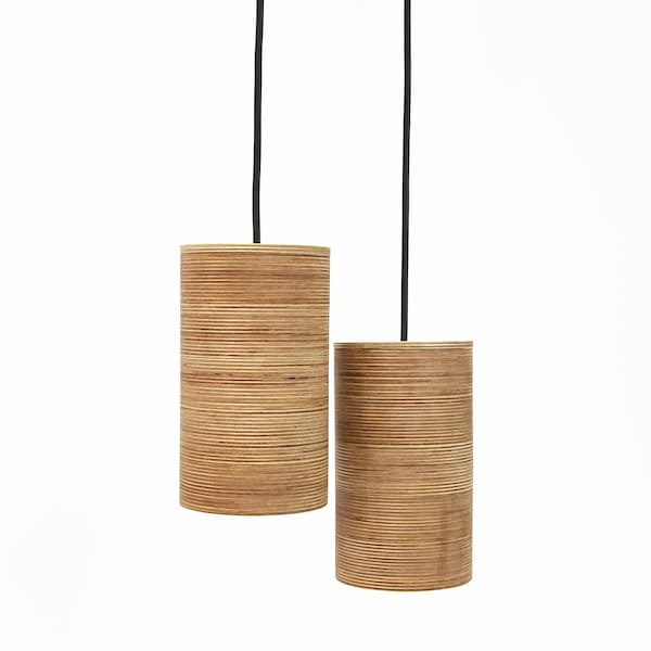 Ensemble de 2 suspensions, Lampes en bois, Lampe en bois, Plafonnier, Lampe à suspension, Éclairage de lustre, Suspension, Décoration d'intérieur rustique