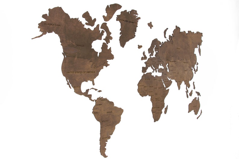 Wall World Map for Home and Office 3 COLORS AVAILABLE Wooden Etsy