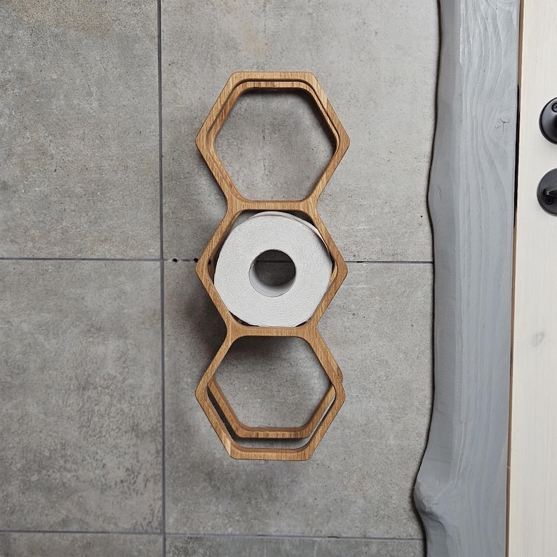 wood toilet paper holder, wall mounted toilet paper rack, floating toilet shelf, honeycomb toilet paper storage, rustic bathroom organizer, wooden tissue holder, hexagon toilet roll shelf, modern farmhouse decor, toilet paper dispenser, wall mount TP holder