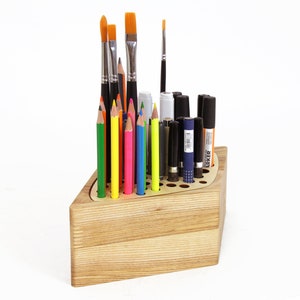 Wood desk organizer Pen stand Wooden pencil holder Wood pen holder image 2