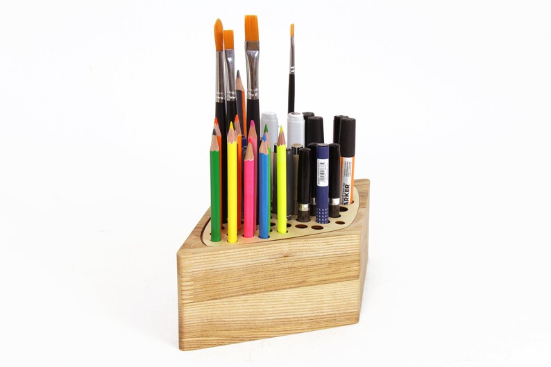 Wood desk organizer Pen stand Wooden pencil holder Wood pen holder image 2