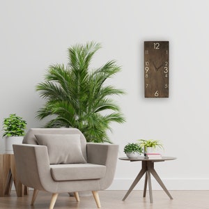 Wooden clock Vertical wooden wall clock Rustic wall clock Modern farmhouse wooden wall clocks Wood silent wall clock Unusual wall clock image 2