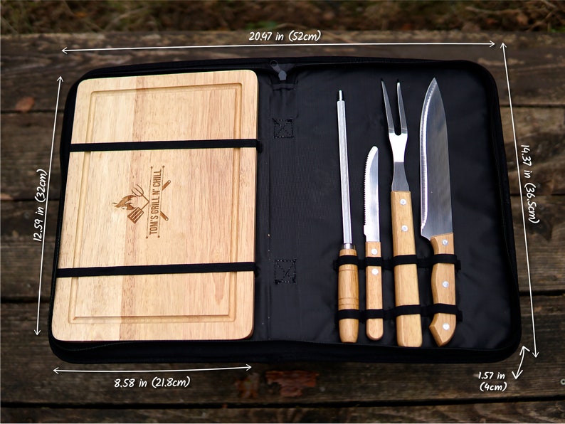 Personalized bbq set, Grilling gifts for men, Grill tools & accessories, Custom meat smoker gifts, Outdoor kitchen cooking gift for dad image 9