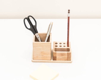 Wood pencil holder Wood organizer Desk organization Desk storage Wood desk organizer Wooden organizer