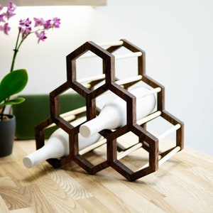 Wine rack countertop for 6 bottles, Stackable wine bottle holder wood, Wine cellar storage, Custom wine stand for 3, Rustic wine organizer