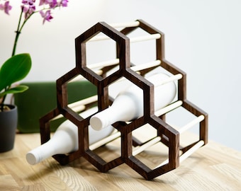 Wine rack countertop for 6 bottles, Stackable wine bottle holder wood, Wine cellar storage, Custom wine stand for 3, Rustic wine organizer
