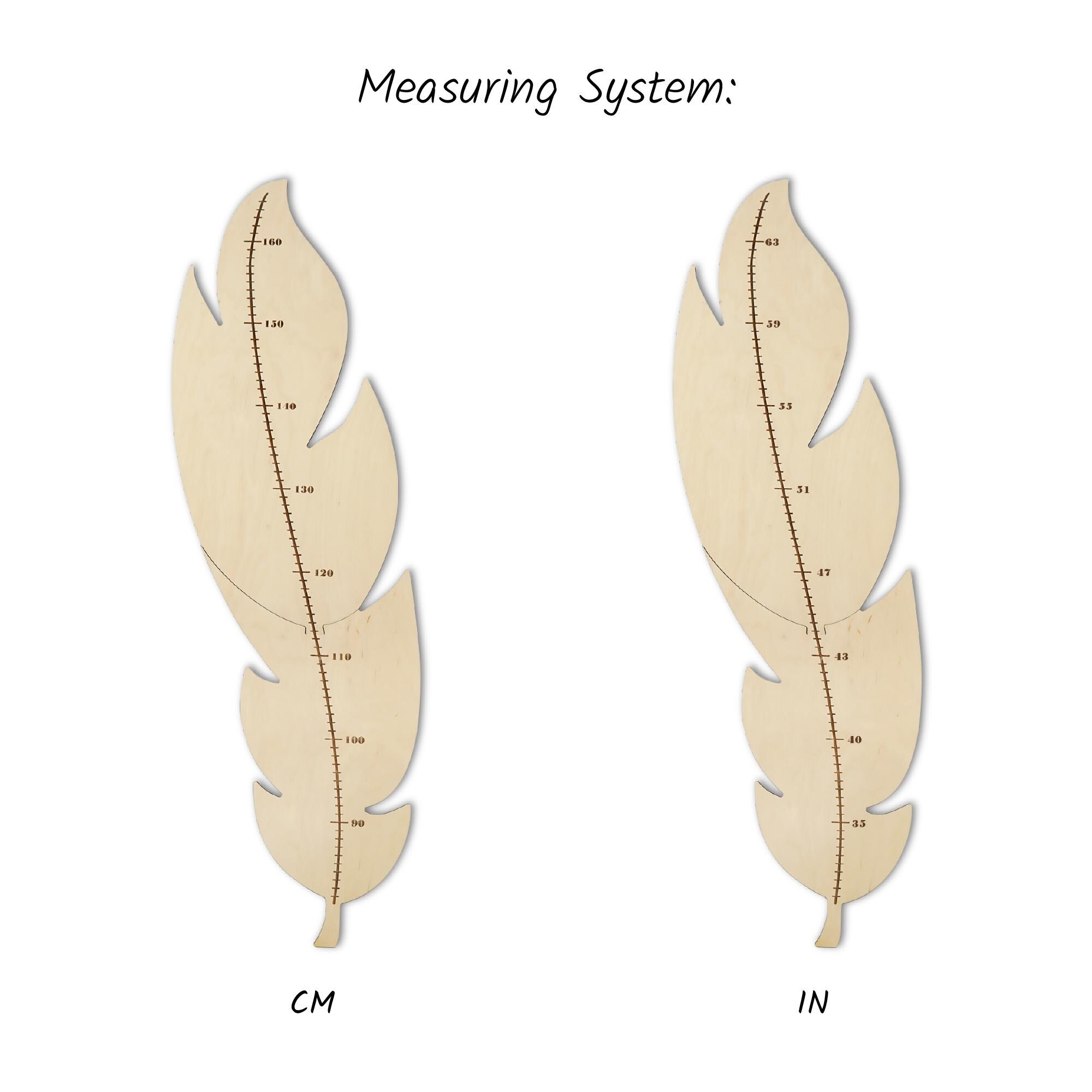 Personalized Kids Growth Chart, Wooden Feather Ruler Height Chart ...