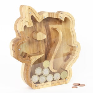 Piggy banks for girls Unicorn Money bank Wooden coin bank Custom piggy bank Money box