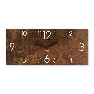 Rectangular Wooden Clock For Wall 12x4 Inches Rustic Farmhouse Decor Housewarming Gift Rectangle Design Unusual Unique Industrial Decoration