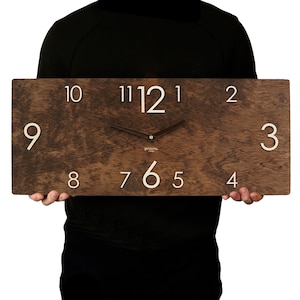 Oversized wall clock 10x24" Industrial clock Wooden wall clock Rustic wall clock  Wood clock