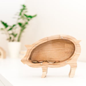 Wooden piggy bank Money bank Coin box Birthday gift Christmas gift