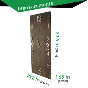 Horloge en bois Horloge murale verticale en bois Horloge murale rustique Horloges murales en bois de ferme moderne Horloge murale silencieuse en bois Horloge murale inhabituelle image 6