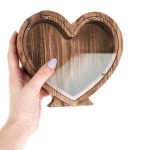 Heart Piggy Bank, Heart shape, Wooden coin box, Wooden money bank, Valentine gift, Valentine&#39;s day gift, Couple gift, Wedding gift