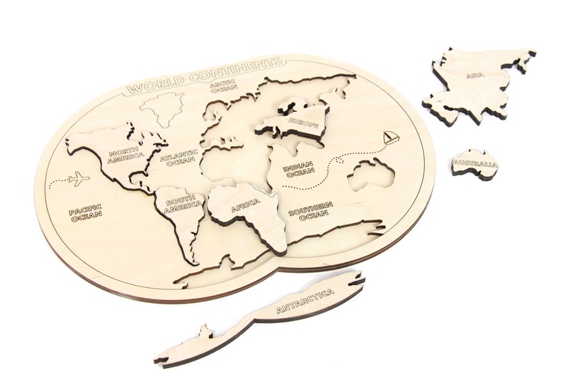 World map wooden puzzle Montessori toy Wooden puzzles for toddlers Montessori materials