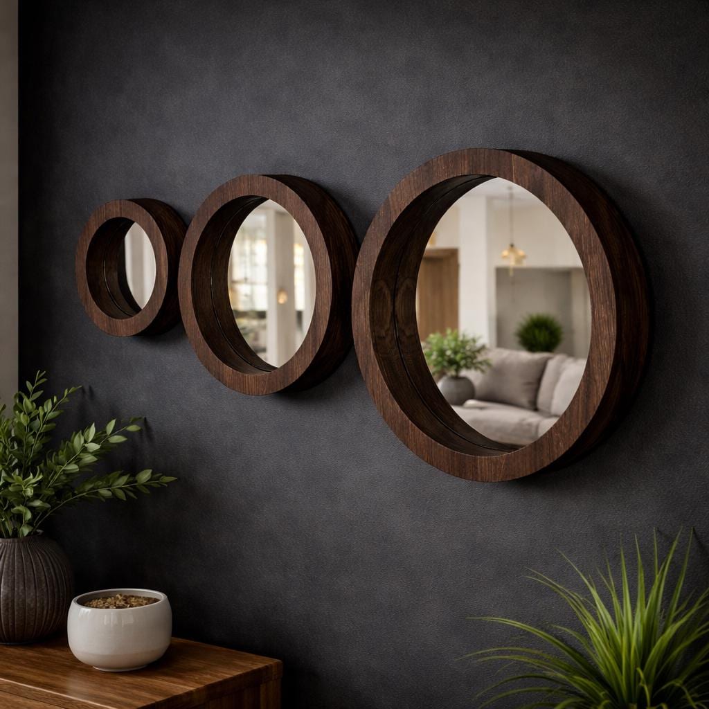 Grand Miroir Ovale En Bois 45 X 65 Cm, Miroir Mural Pour Salle De Bain Pour Coiffeuse, Ferme