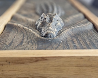 Handmade Wooden Crocodile Wall Hanging, 3D Engraved Wood Carving, Rustic Wildlife Art for Lodge, Hunting Cabin, Man Cave Wood Wall Art