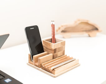 Holz Schreibtisch Organizer Stiftehalter Telefonhalter Stiftehalter Schreibtisch Organisation Büro Organisation