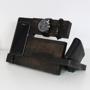 Cell phone charging station Wood charging station Wood organizer Wood docking station image 1