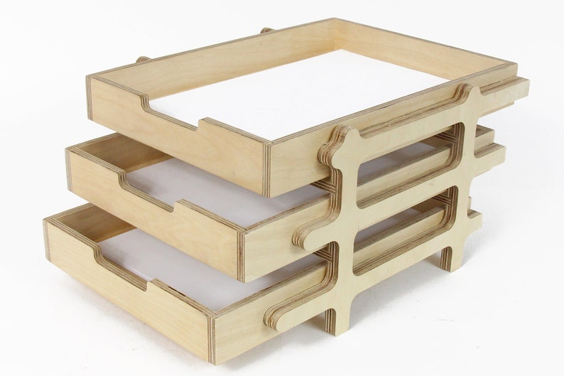 Paper Tray File Organizer Wood Desk Office Accessories Organization