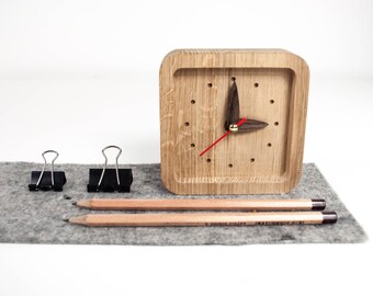 Wooden clock for desk Table clock Personalized clock Desk organization Desk gifts