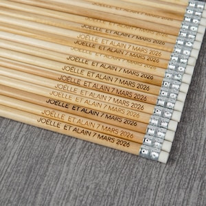 Grawerowane drewniane ołówki – spersonalizowany zestaw naturalnych ołówków, spersonalizowane ołówki tekstowe do szkoły, biura lub na imprezy, hurtowe upominki weselne dla gości