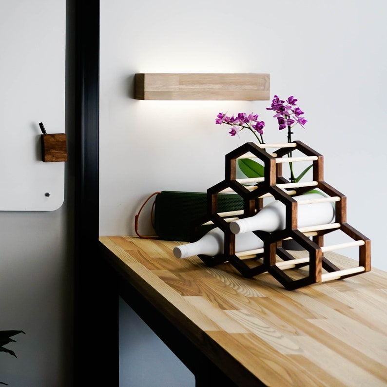 Wine Rack Countertop for 6 Bottles, Stackable Wine Bottle Holder Wood ...