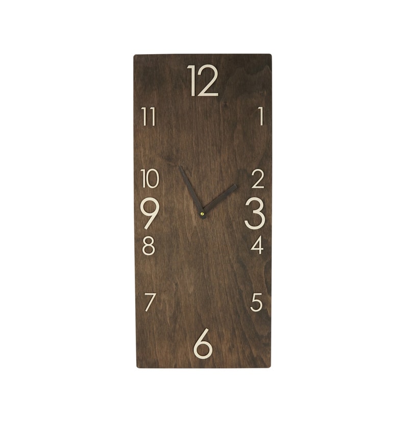 Wooden clock Vertical wooden wall clock Rustic wall clock Modern farmhouse wooden wall clocks Wood silent wall clock Unusual wall clock image 1