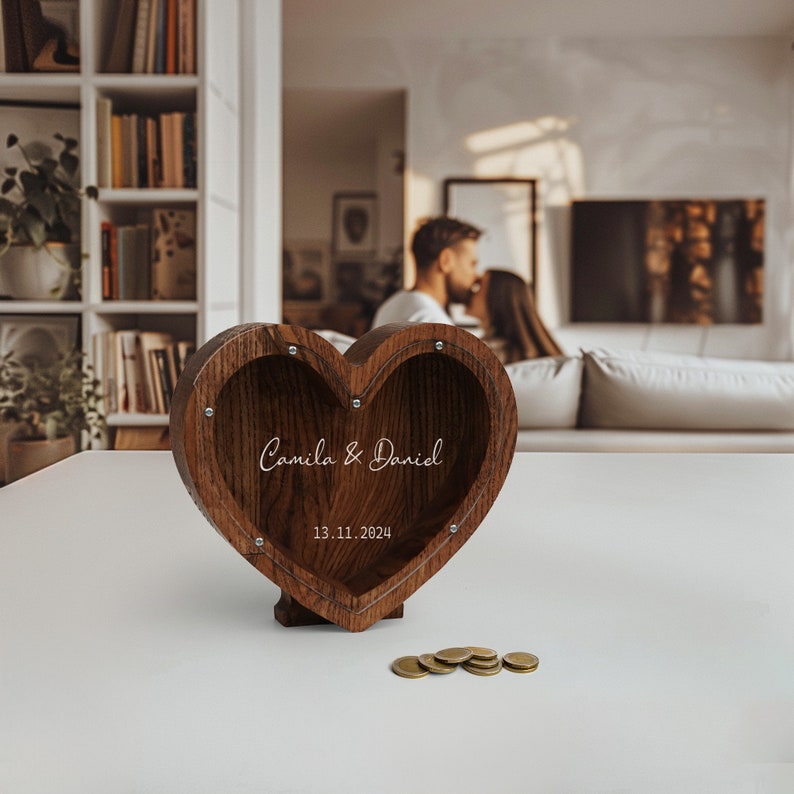 Personalized Heart Piggy Bank, Custom Gift for Couple, Valentines Day ...