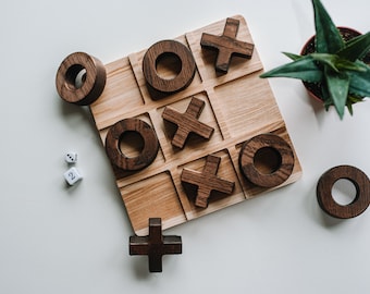 Wooden TIC TAC TOE board, 8x8 inches, Tic tac toe game, Family board game, Tictactoe Christmas gift for kids, Birthday gift for toddler