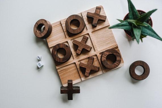 Wooden TIC TAC TOE board, 8x8 inches, Tic tac toe game, Family board game,  Tictactoe Christmas gift for kids, Birthday gift for toddler