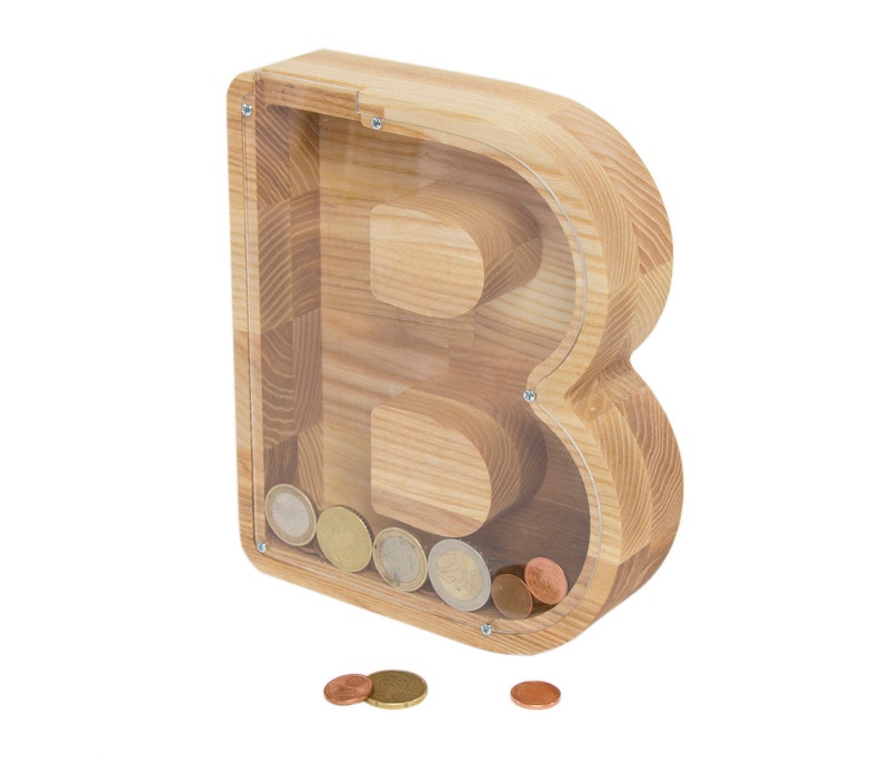 B Letter Money Box Child Money Box Wooden Money Box Etsy - image 0