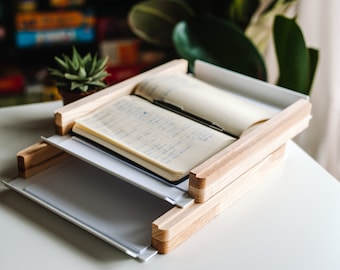 2 STAGES Paper tray, Office file organizer, Wood desk organizer, Paper organizer for desk, Desk tray gift for him, Birthday gift for dad