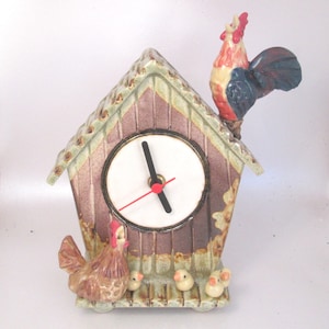 SW161 handmade crafted Hen House Clock with Rooster / Cockerel