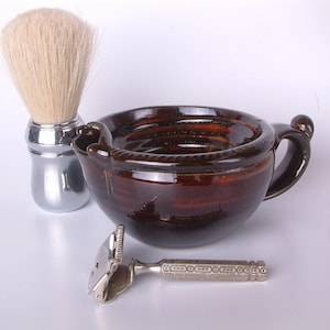 Pot à Barbe Vintage En Céramique - Porte-savon & Porte-brosse - Style Rasage à L'ancienne - Occasion