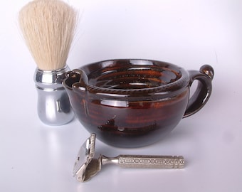 Medium #1 Shaving Scuttle Bowl Teak by Steve Woodhead