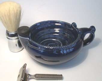 Large #2 Stoppered Shaving Scuttle Bowl Blue door Steve Woodhead