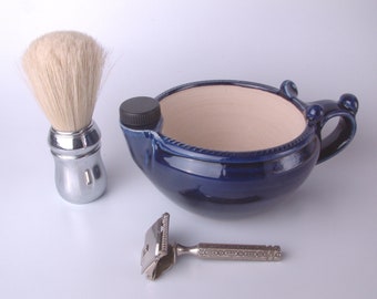 Shaving Suribachi Stoppered Scuttle Bowl Blue - Large #2 by Steve Woodhead