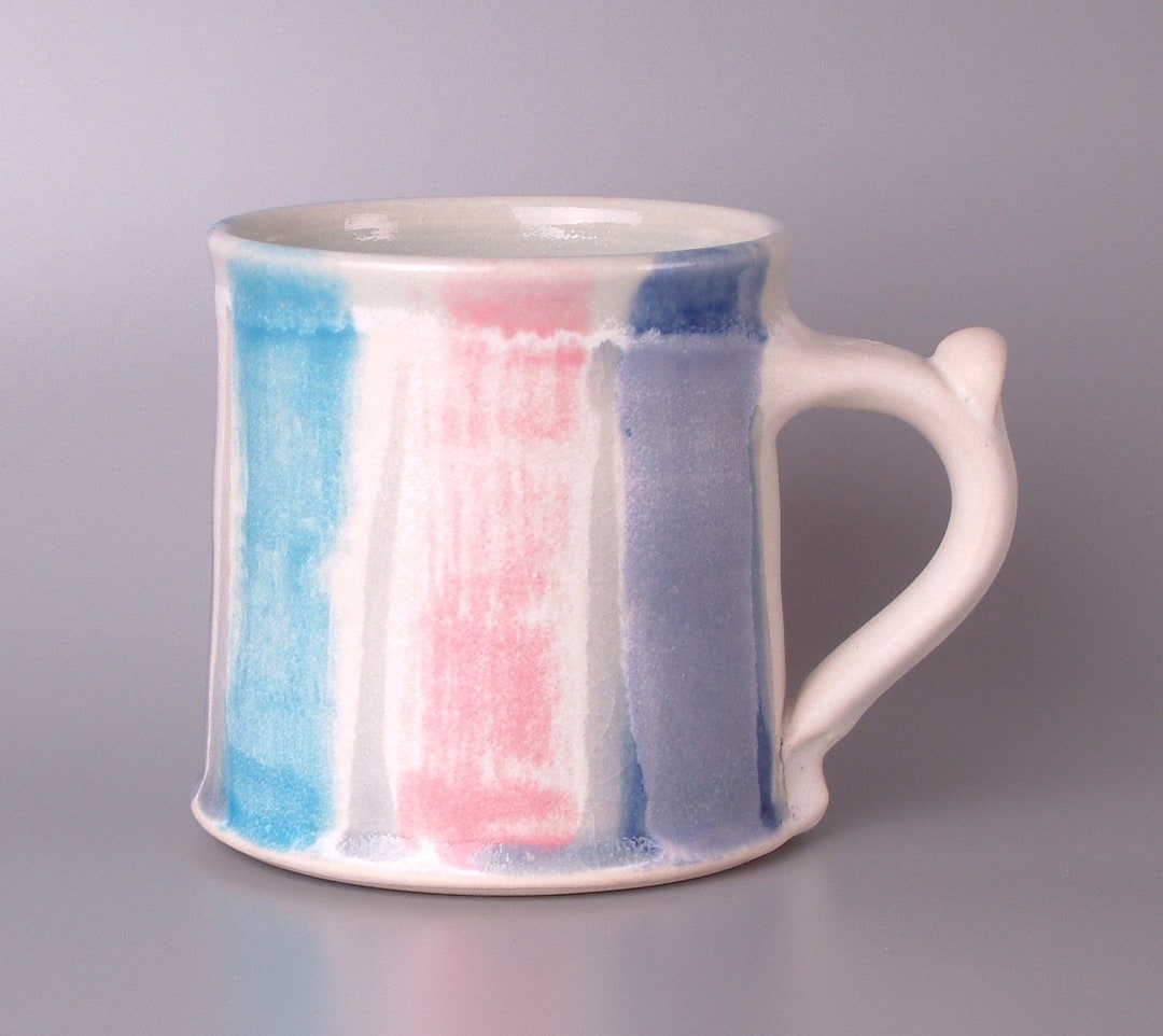 Stoneware Tea Coffee Mug AX Wheel Thrown Handmade Pastel Steve Woodhead