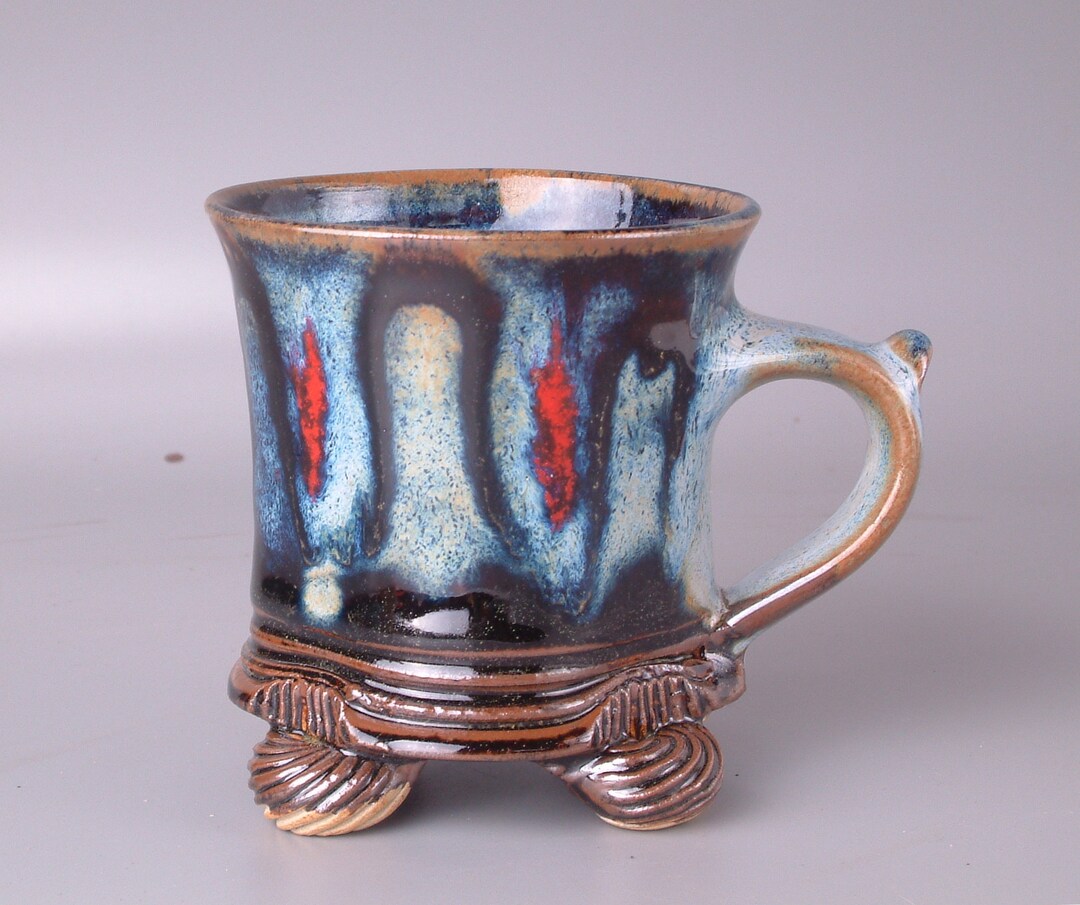 Stoneware Tea Coffee Mug AF Wheel Thrown Handmade Electric Blue Steve