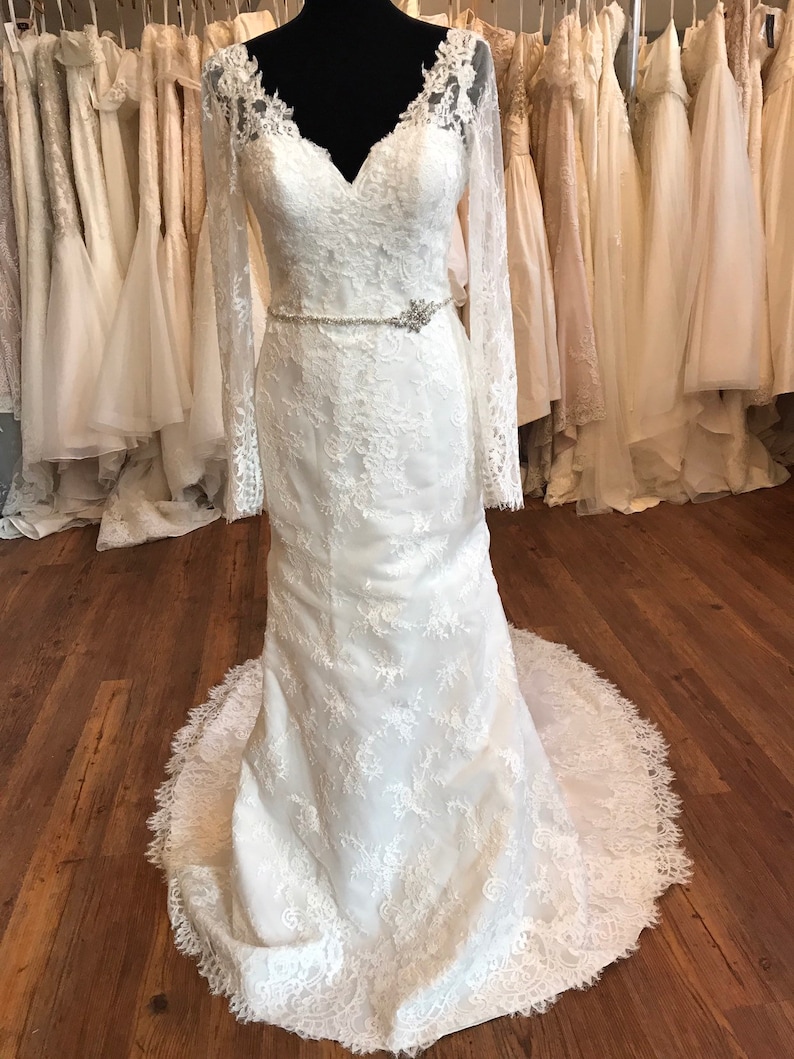 Lace Wedding Dress with Rhinestone Belt