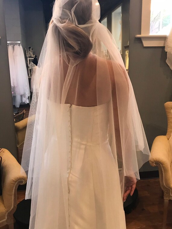 Sheer Soft Ivory Tulle Juliet Cap / Alligator Clip