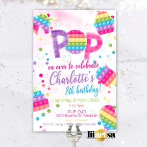 Invito Pop It Fidget Rainbow - Personalizzato - Stampabile - File digitale - Arcobaleno - Compleanno per bambini