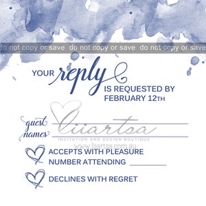 Watercolour Splash Wedding Invitation Water Blue image 5