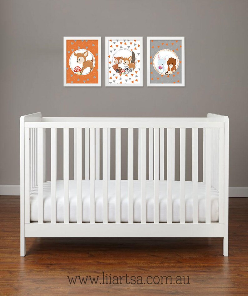 Woodland Friends Nursery Wall Decor Art Etsy