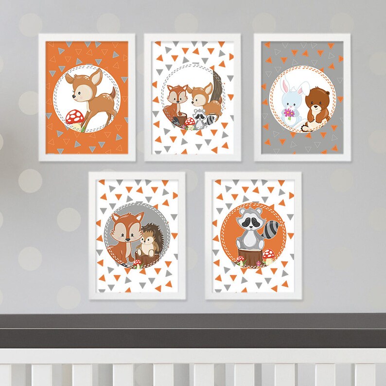 Woodland Friends Nursery Wall Decor Art | Etsy