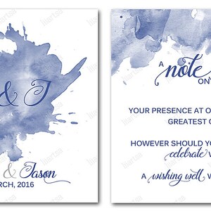 Watercolour Splash Wedding Invitation Water Blue image 4